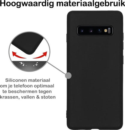 Samsung S10 Hoesje Siliconen - Zwart