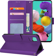 Samsung A51 Hoesje Bookcase Cover met Kaarthouder - Paars