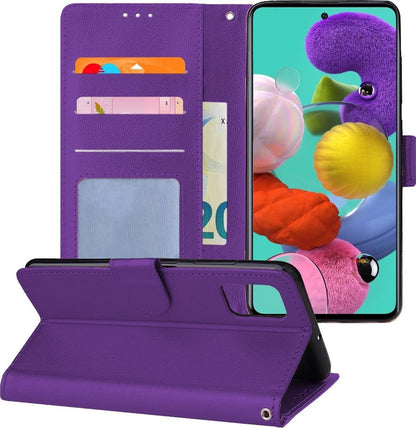 Samsung A51 Hoesje Bookcase Cover met Kaarthouder - Paars