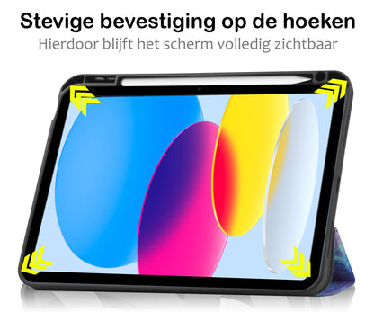 iPad 2022 Hoesje Book Case Met Apple Pencil Uitsparing - Galaxy