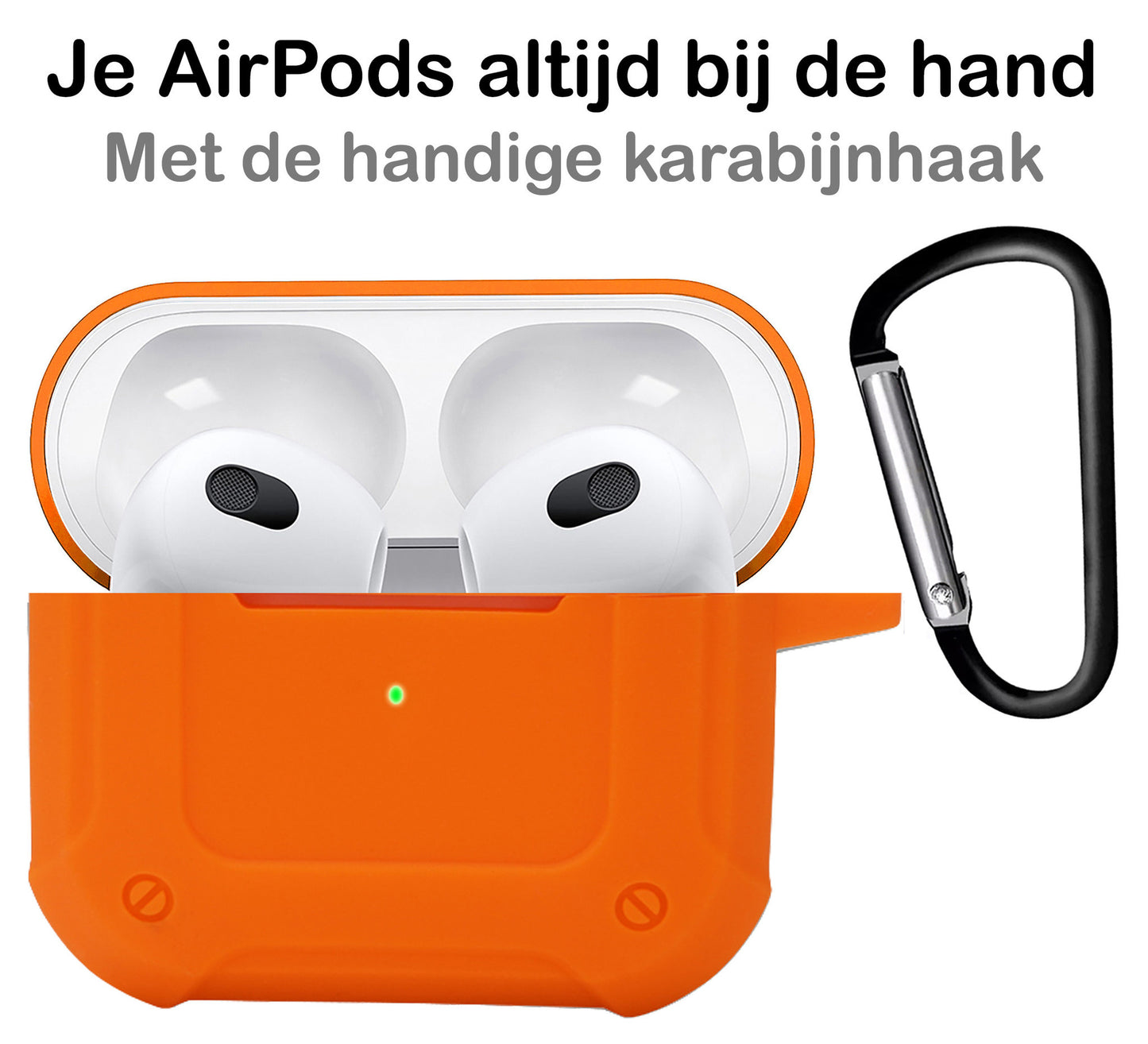 AirPods 3 Hoesje Shock Proof Case Siliconen met Clip - Oranje