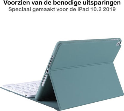 iPad 10.2 2019/2020 Toetsenbord Hoes met Uitneembaar toetsenbord - Donkergroen