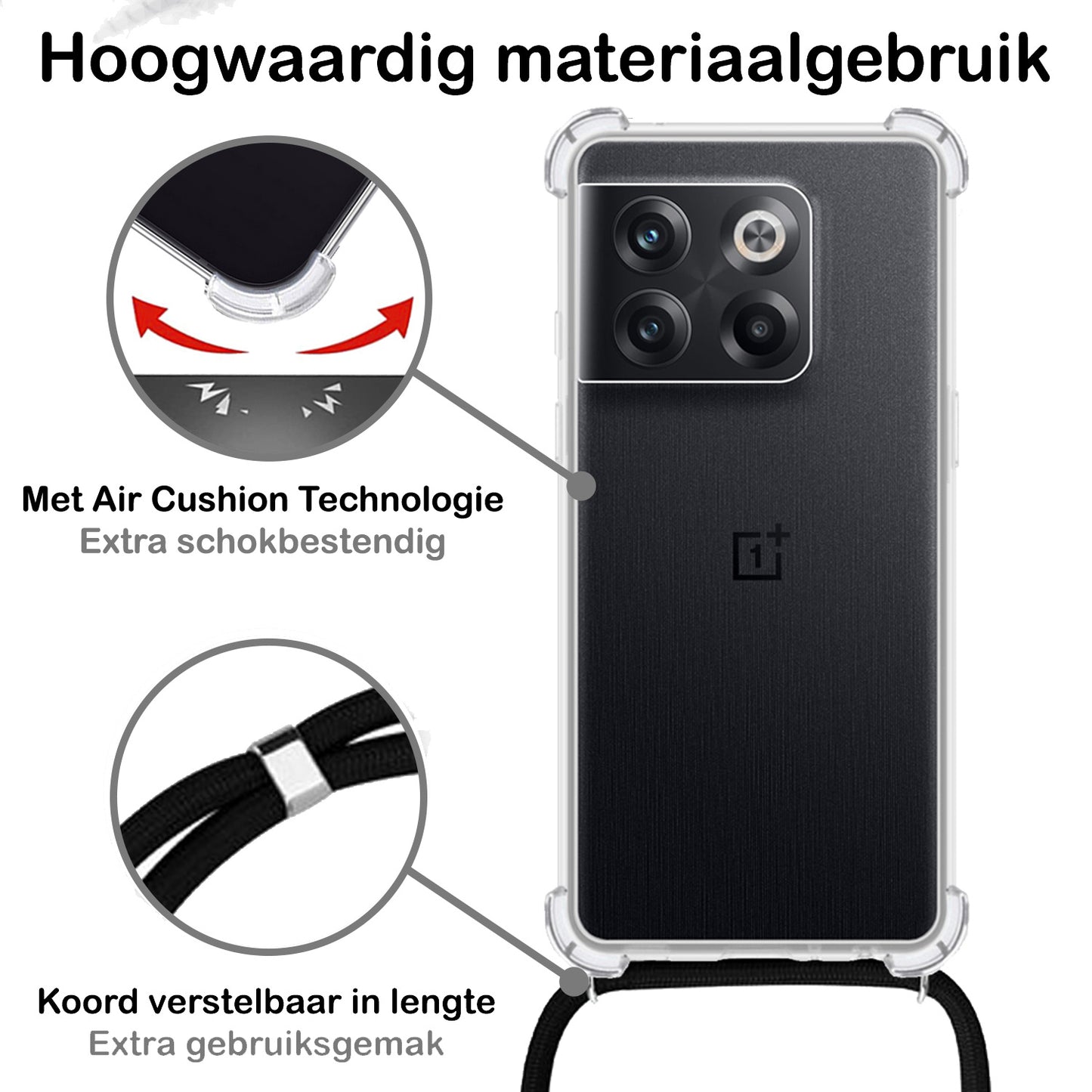 OnePlus 10T Hoesje met Koord Siliconen - Transparant