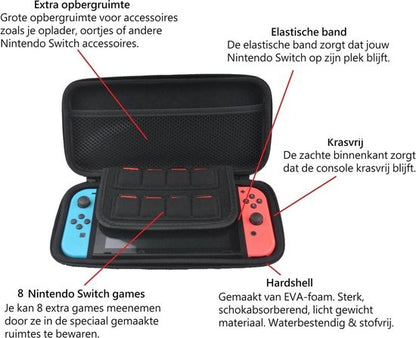 Nintendo Switch Hard Cover Hoes met Koord - Grijs