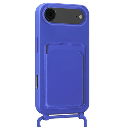 iPhone Air Hoesje Met Telefoonkoord en Pasjeshouder Siliconen - Felblauw