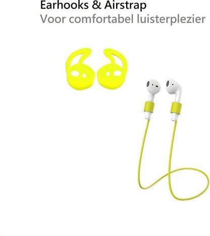 AirPods Hoesje Siliconen 3-in-1 met Clip - Geel