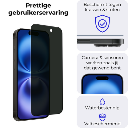 iPhone 16 Screenprotector Gehard Glas - Privacy
