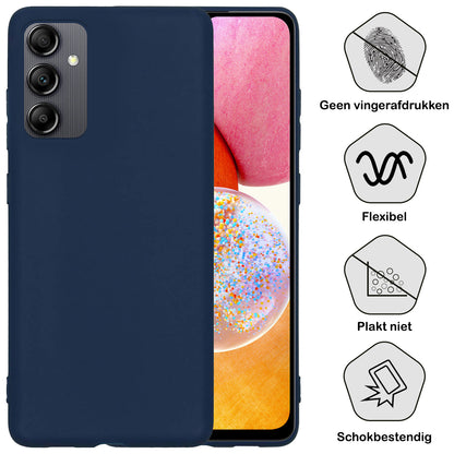 Samsung A14 Hoesje Siliconen Backcover Lichtgewicht - Donkerblauw
