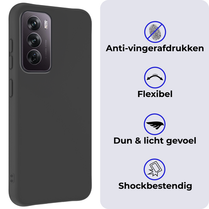 OPPO Reno 12 Pro Hoesje Siliconen Backcover Lichtgewicht - Zwart