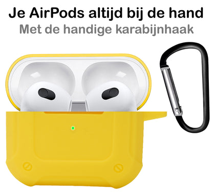 AirPods 3 Hoesje Shock Proof Case Siliconen met Clip - Geel