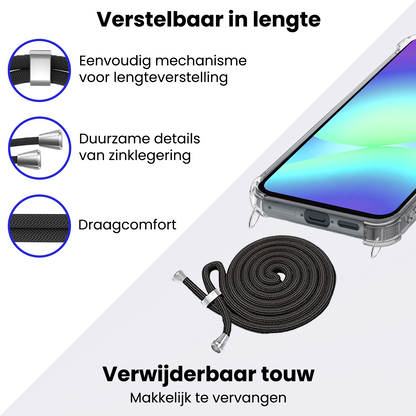 Samsung A56 Hoesje met Koord Backcover Shockproof - Transparant