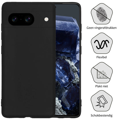 Google Pixel 8 Hoesje Siliconen Backcover Lichtgewicht - Zwart