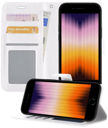 iPhone SE 2022 Hoesje Bookcase Cover met Kaarthouder - Wit