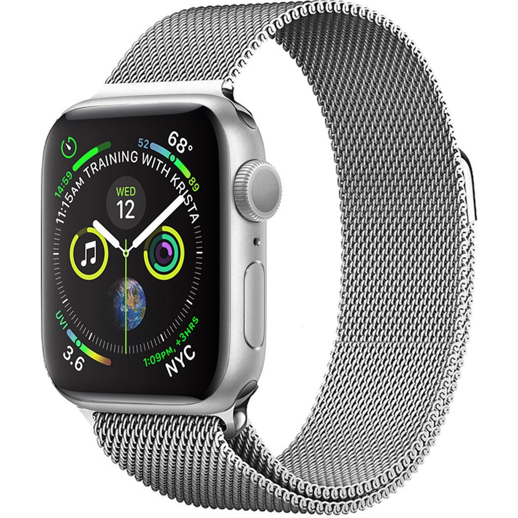 Polsbandje Met Magneetsluiting Geschikt voor Apple Watch 8 41 mm Bandje Milanees - Zilver