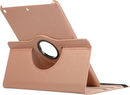 iPad 10.2 2019 Trifold Bookcase Hoes 360 Graden Draaibaar - Rosé goud