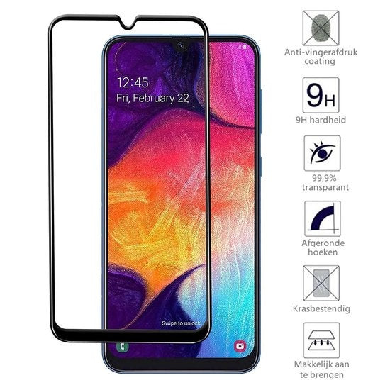 Samsung Galaxy A50 Screenprotector Full Cover Tempered Glass