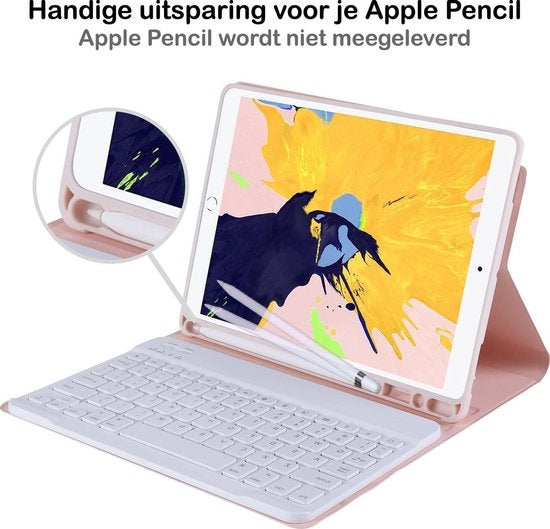 iPad 10.2 2020 Hoesje Toetsenbord Case Kunstleer - Lichtroze