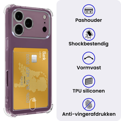 iPhone 18 Pro Max Hoesje Kaarthouder Backcover Shockproof - Transparant
