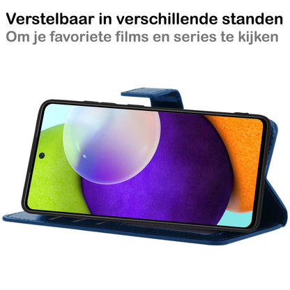 Samsung A52/A52s 5G Hoesje Bookcase Cover met Kaarthouder - Donkerblauw