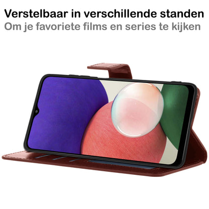 Samsung M22 Hoesje Bookcase Cover met Kaarthouder - Bruin