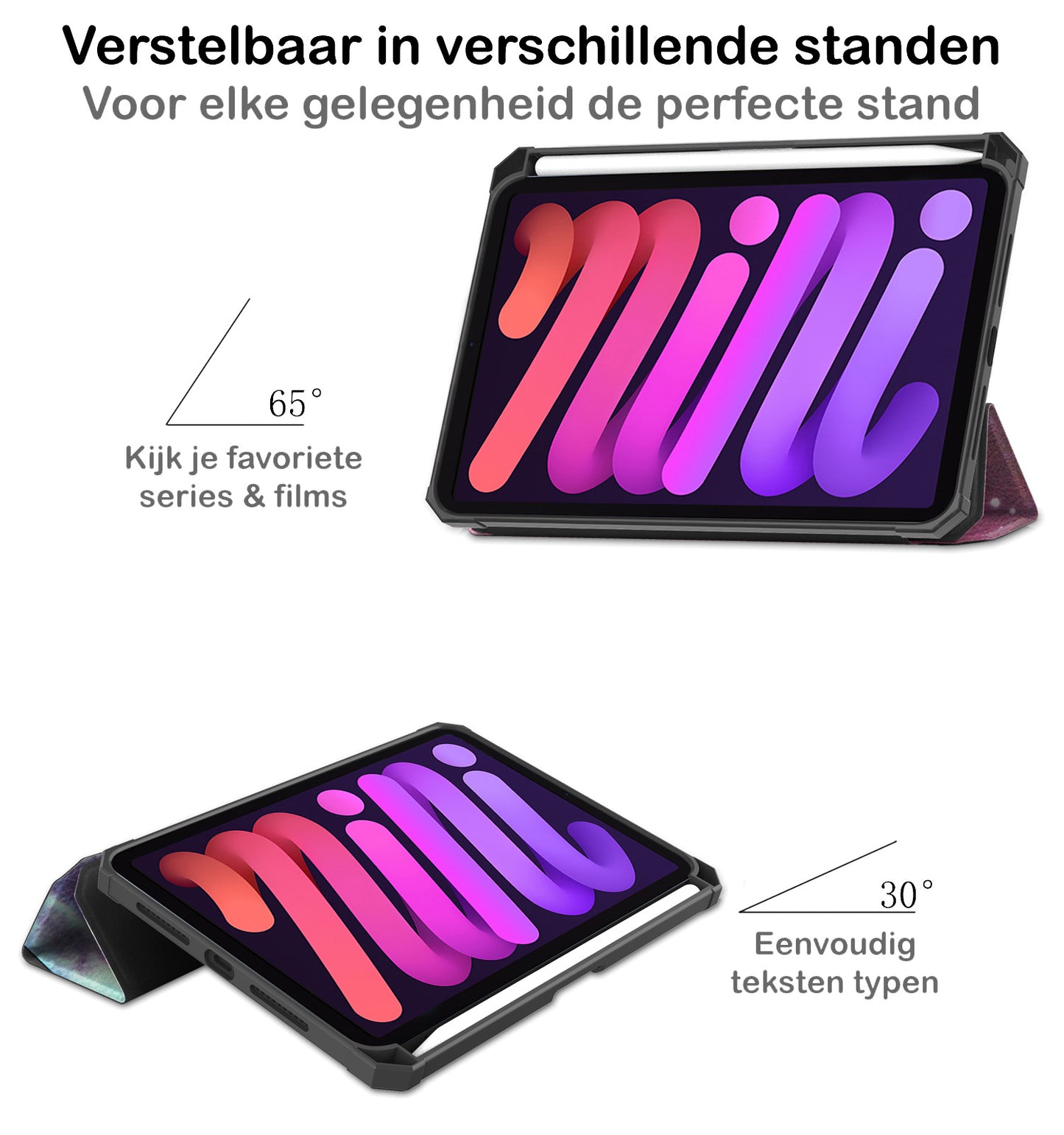 iPad Mini 6 Hoesje Book Case Met Apple Pencil Uitsparing - Galaxy