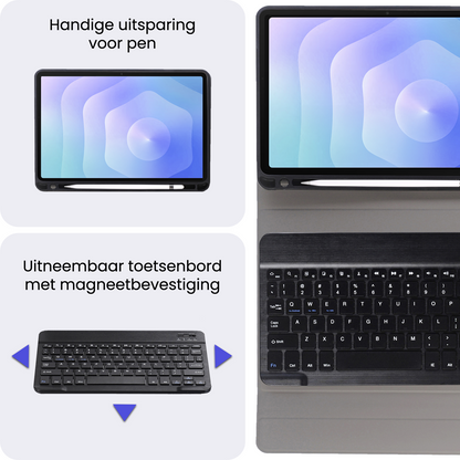 Samsung Galaxy Tab S11 Ultra Toetsenbord Hoes met Uitneembaar toetsenbord - Zwart