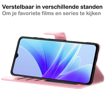 OPPO A17 Hoesje Bookcase Cover met Kaarthouder - Lichtroze