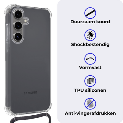 Samsung S24 FE Hoesje met Koord Backcover Shockproof - Transparant