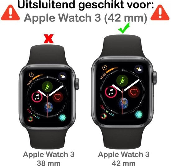 Apple Watch Series 3 42 mm Screenprotector Full Cover Tempered Glass