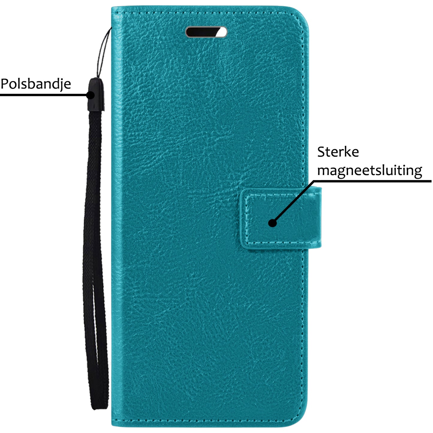 iPhone 15 Pro Hoesje Book Case Kunstleer - Turquoise