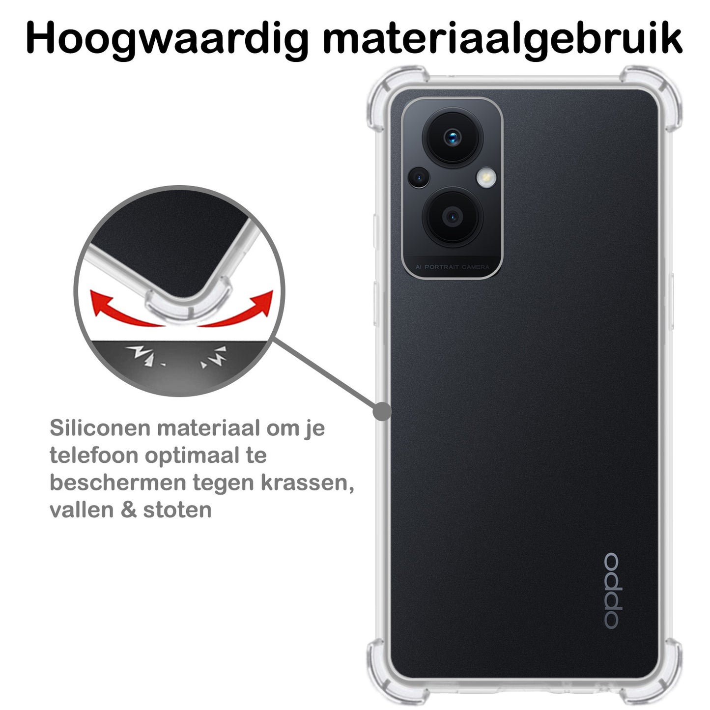 OPPO Reno 8 Lite Hoesje Shock Proof Siliconen - Transparant