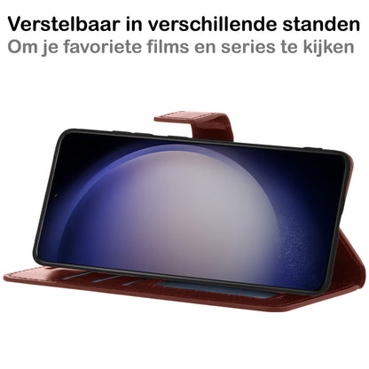 Samsung S23 Hoesje Bookcase Cover met Kaarthouder - Bruin
