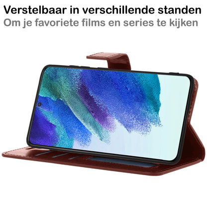 Samsung S21 FE Hoesje Bookcase Cover met Kaarthouder - Bruin