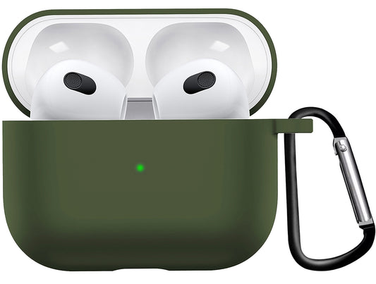 AirPods 3 Hoesje Siliconen met Clip - Donkergroen