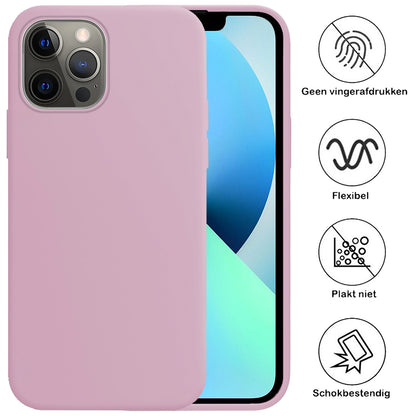 iPhone 13 Pro Max Hoesje Siliconen Backcover Lichtgewicht - Lila