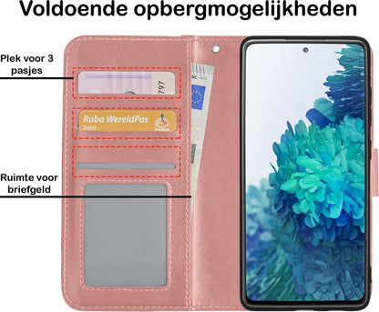Samsung S20 FE Hoesje Bookcase Cover met Kaarthouder - Rosé goud