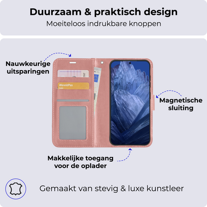 Google Pixel 8a Hoesje Book Case Kunstleer - Rosðð goud