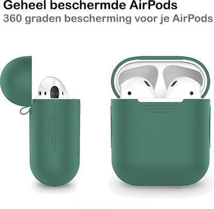 AirPods Hoesje Siliconen met Clip - Midnight Green