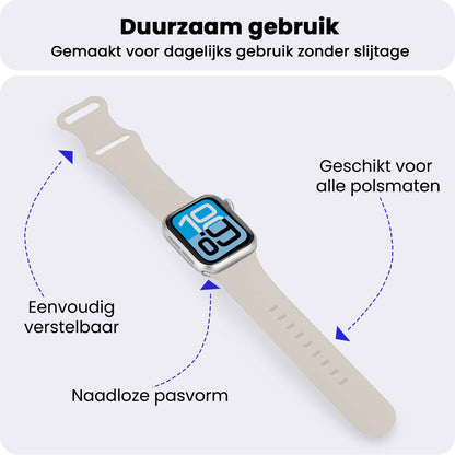 Apple Watch 1, 2, 3, 4, 5, 6, 7, 8, 9, SE - 38/40/41 mm Bandje Siliconen met verstelbare polsband - Ivoor