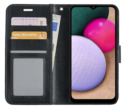 Samsung A02s Hoesje Bookcase Cover met Kaarthouder - Zwart
