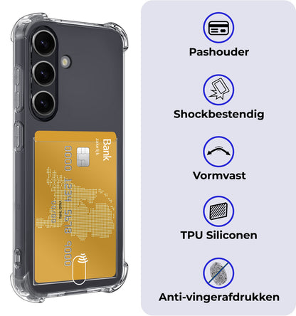 Samsung S24 Plus Hoesje Kaarthouder Backcover Shockproof - Transparant