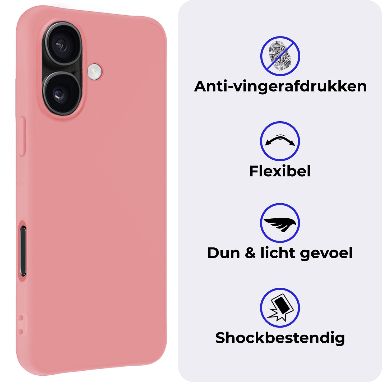 iPhone 16 Plus Hoesje Siliconen - Lichtroze