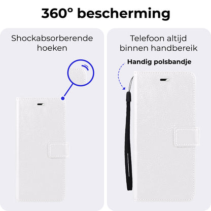 iPhone 16 Pro Max Hoesje Bookcase Cover met Kaarthouder - Wit