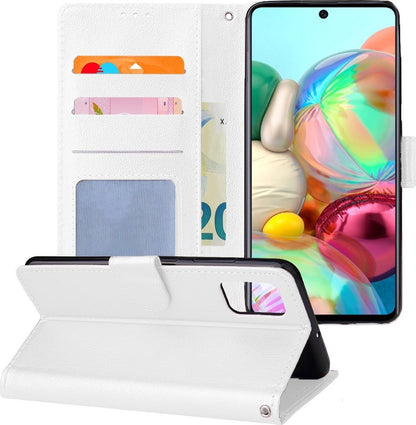 Samsung A71 Hoesje Book Case Kunstleer - Wit