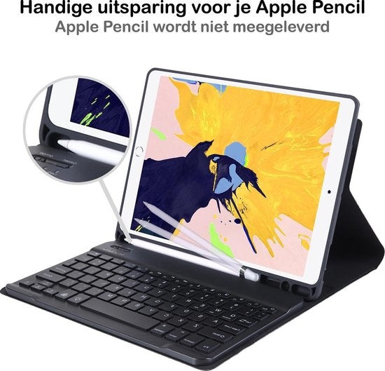 iPad 10.2 2019/2020 Hoesje Toetsenbord Case Kunstleer - Zwart