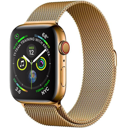 Milanese Horlogeband Geschikt voor Apple Watch 7 41 mm Bandje Milanees - Polsbandje Met Magneetsluiting Geschikt voor Apple Watch 7 41 mm Bandje Milanees - Goud