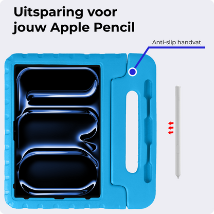 iPad Pro 2024 (13 inch) Kinderhoes Shockabsorberend Foam - Blauw