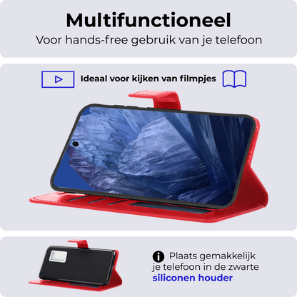 Google Pixel 8a Hoesje Book Case Kunstleer - Rood