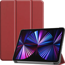 iPad Pro 2021 (11 inch) Trifold Bookcase Hoes - Donkerrood