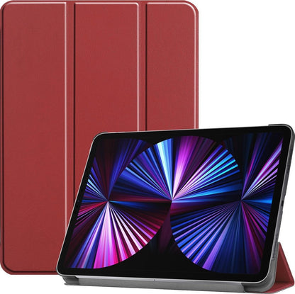 iPad Pro 2021 (11 inch) Trifold Bookcase Hoes - Donkerrood